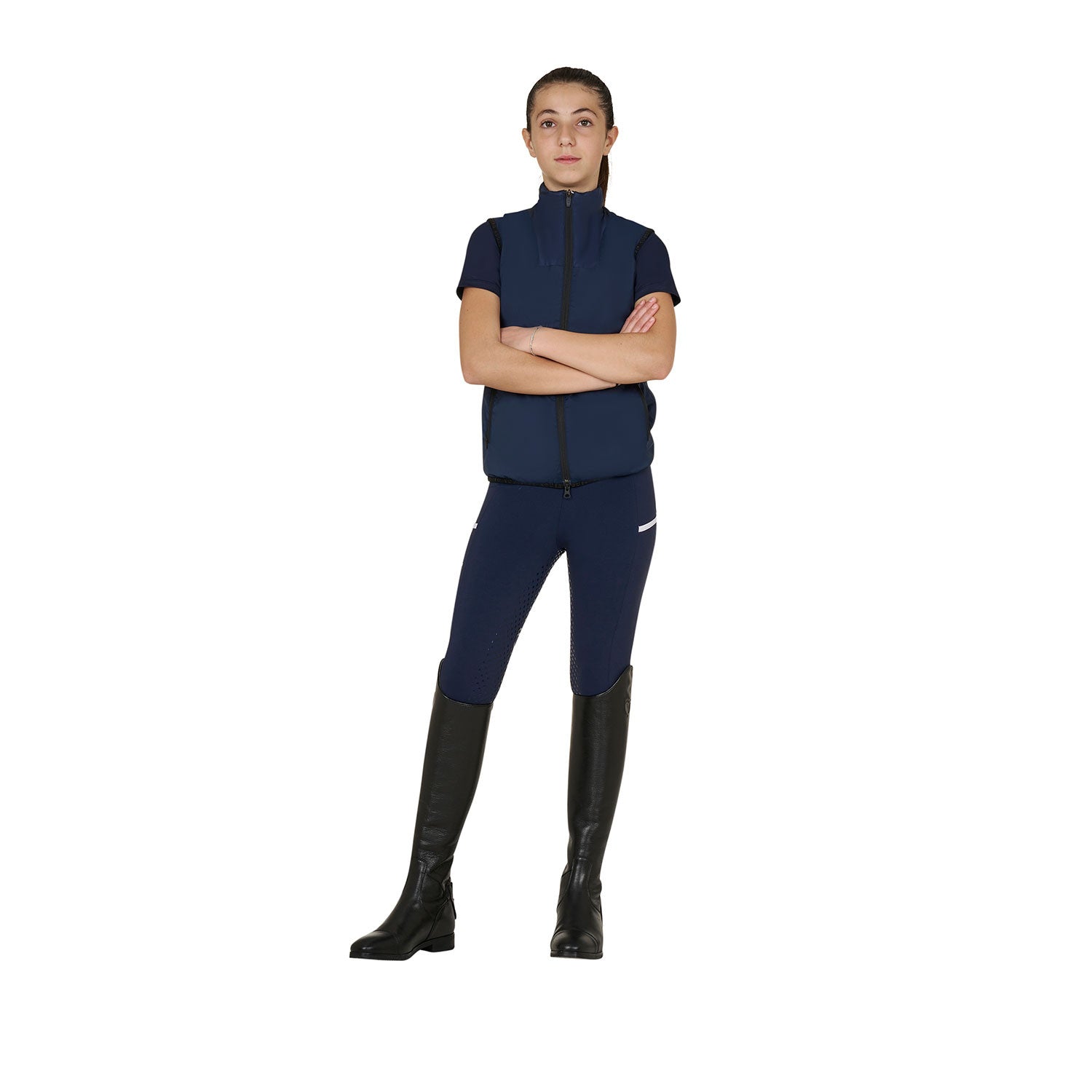 Chaleco sin mangas para niños unisex línea plegable Equestro - Navy Blazer