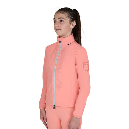 Softshell unisex para niños con logo en la espalda Equestro - Desert Flower (15-1435)/Harbor Mist
