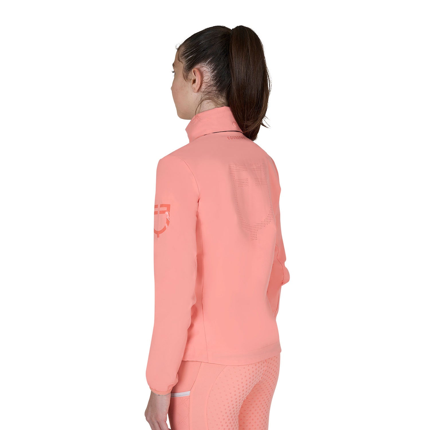 Softshell unisex para niños con logo en la espalda Equestro - Desert Flower (15-1435)/Harbor Mist