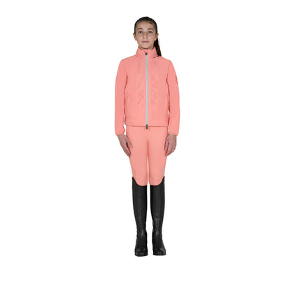 Softshell unisex para niños con logo en la espalda Equestro - Desert Flower (15-1435)/Harbor Mist