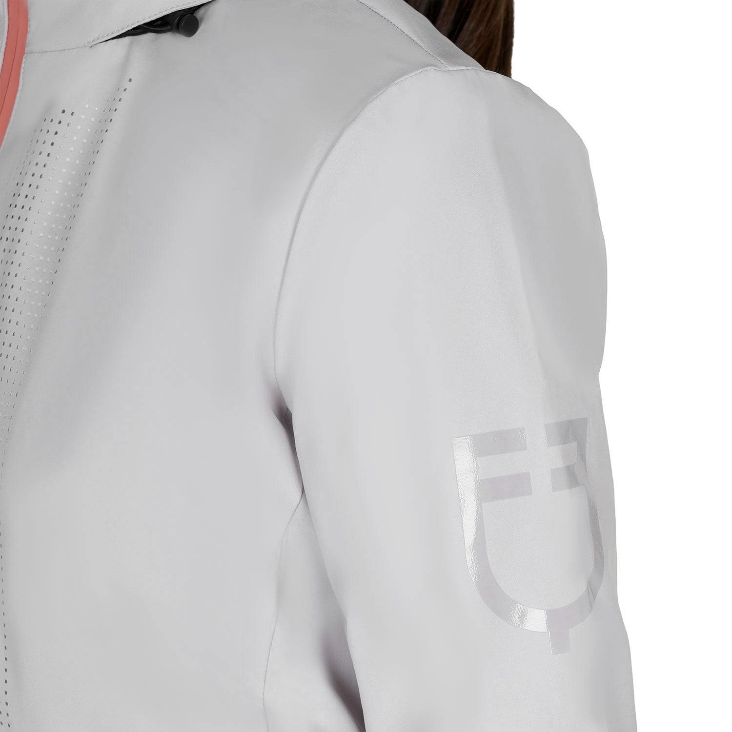 Softshell unisex para niños con logo en la espalda Equestro - Harbor Mist (14-4202)/Desert Flower