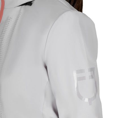 Softshell unisex para niños con logo en la espalda Equestro - Harbor Mist (14-4202)/Desert Flower