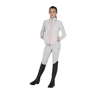 Softshell unisex para niños con logo en la espalda Equestro - Harbor Mist (14-4202)/Desert Flower