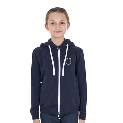 Sudadera infantil unisex con capucha y cremallera frontal Equestro