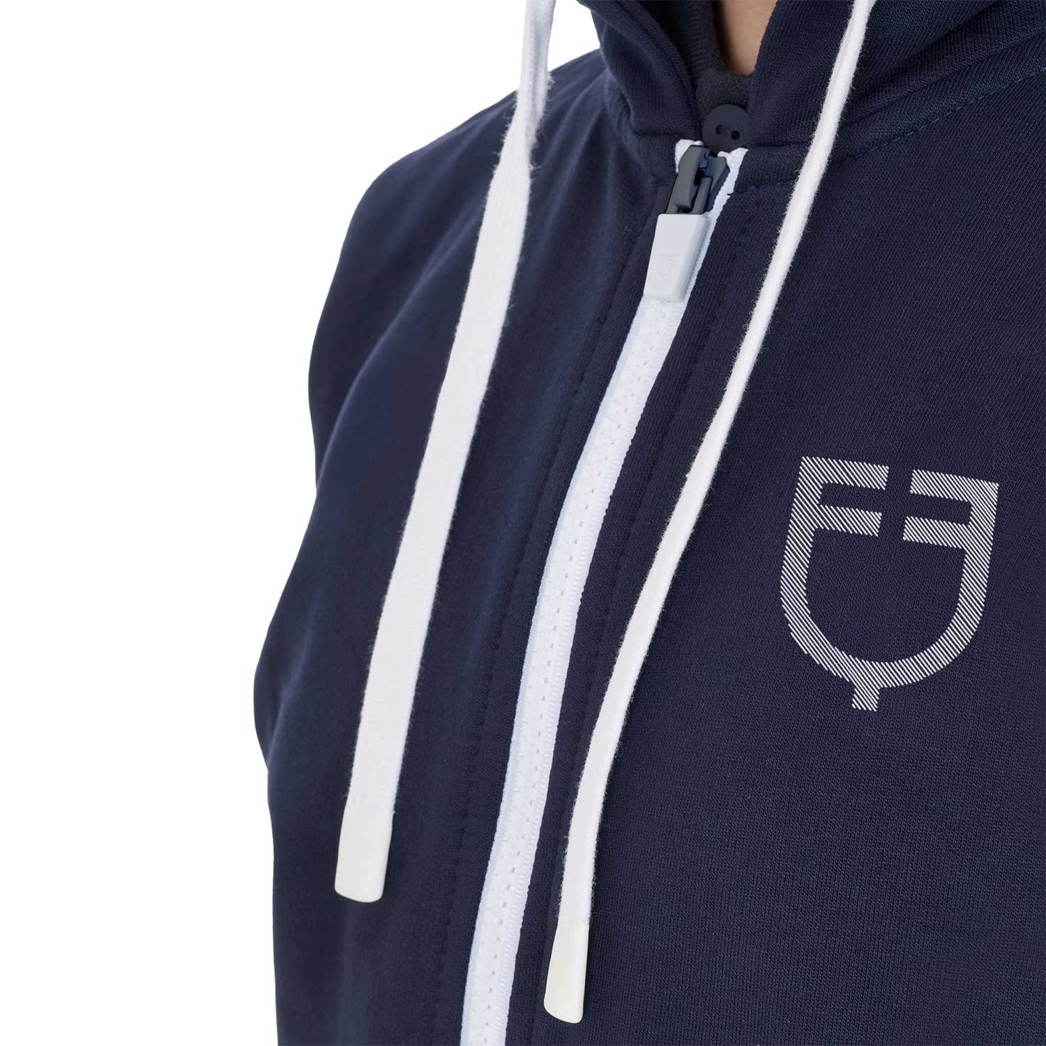 Sudadera infantil unisex con capucha y cremallera frontal Equestro - Navy Blazer