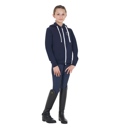 Sudadera infantil unisex con capucha y cremallera frontal Equestro - Navy Blazer