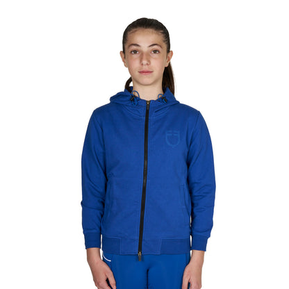 Sudadera infantil unisex con capucha y cremallera frontal Equestro - Blue Quartz