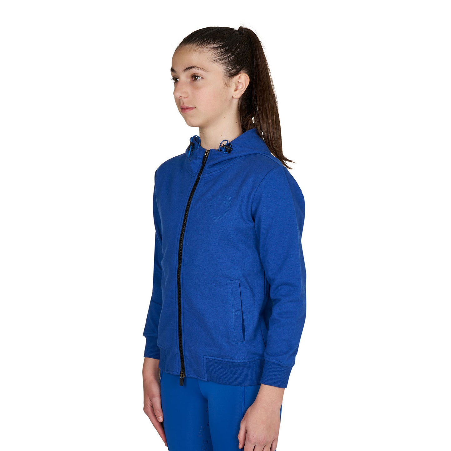 Sudadera infantil unisex con capucha y cremallera frontal Equestro - Blue Quartz