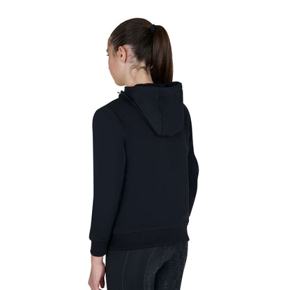 Sudadera infantil unisex con capucha y cremallera frontal Equestro - Negro