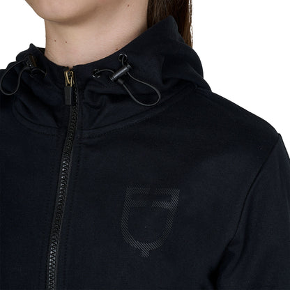 Sudadera infantil unisex con capucha y cremallera frontal Equestro - Negro