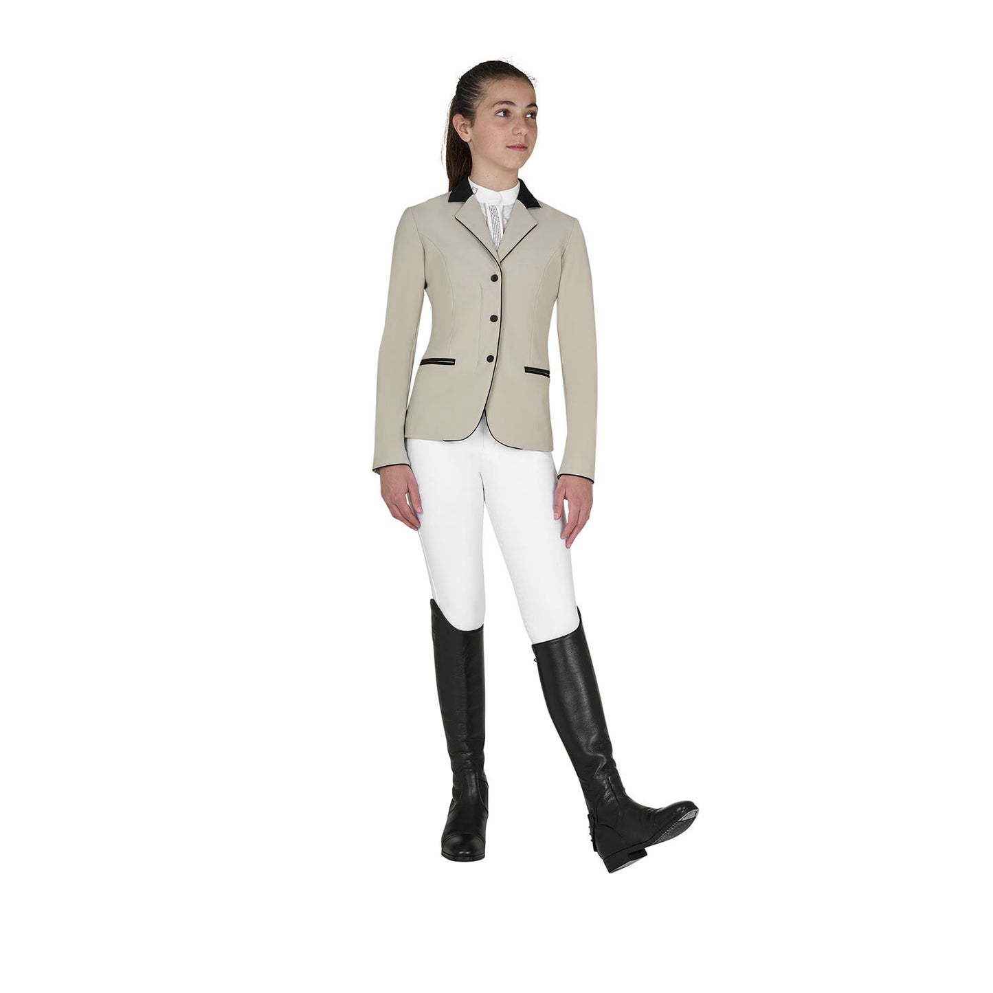 Chaqueta infantil unisex concurso cremallera y botones Equestro - Oxford Tan