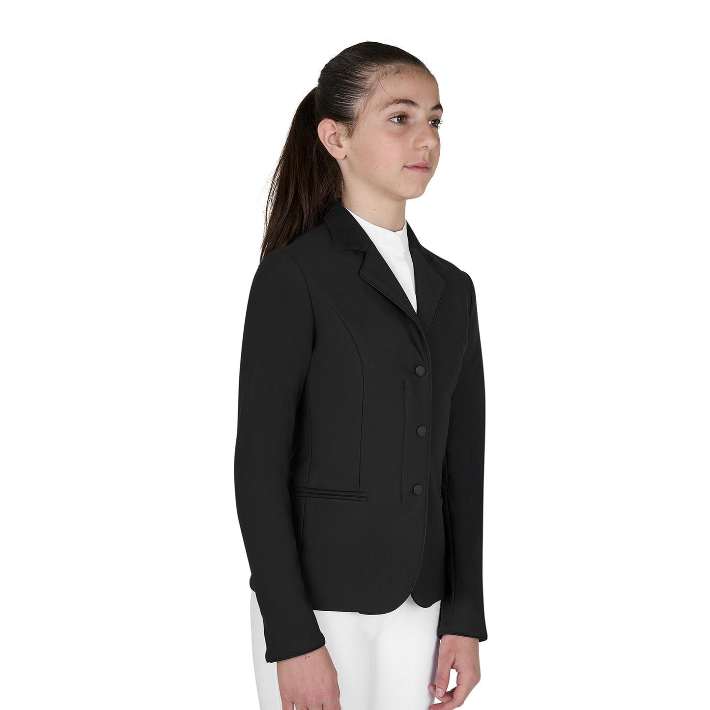 Chaqueta infantil unisex concurso cremallera y botones Equestro - Negro
