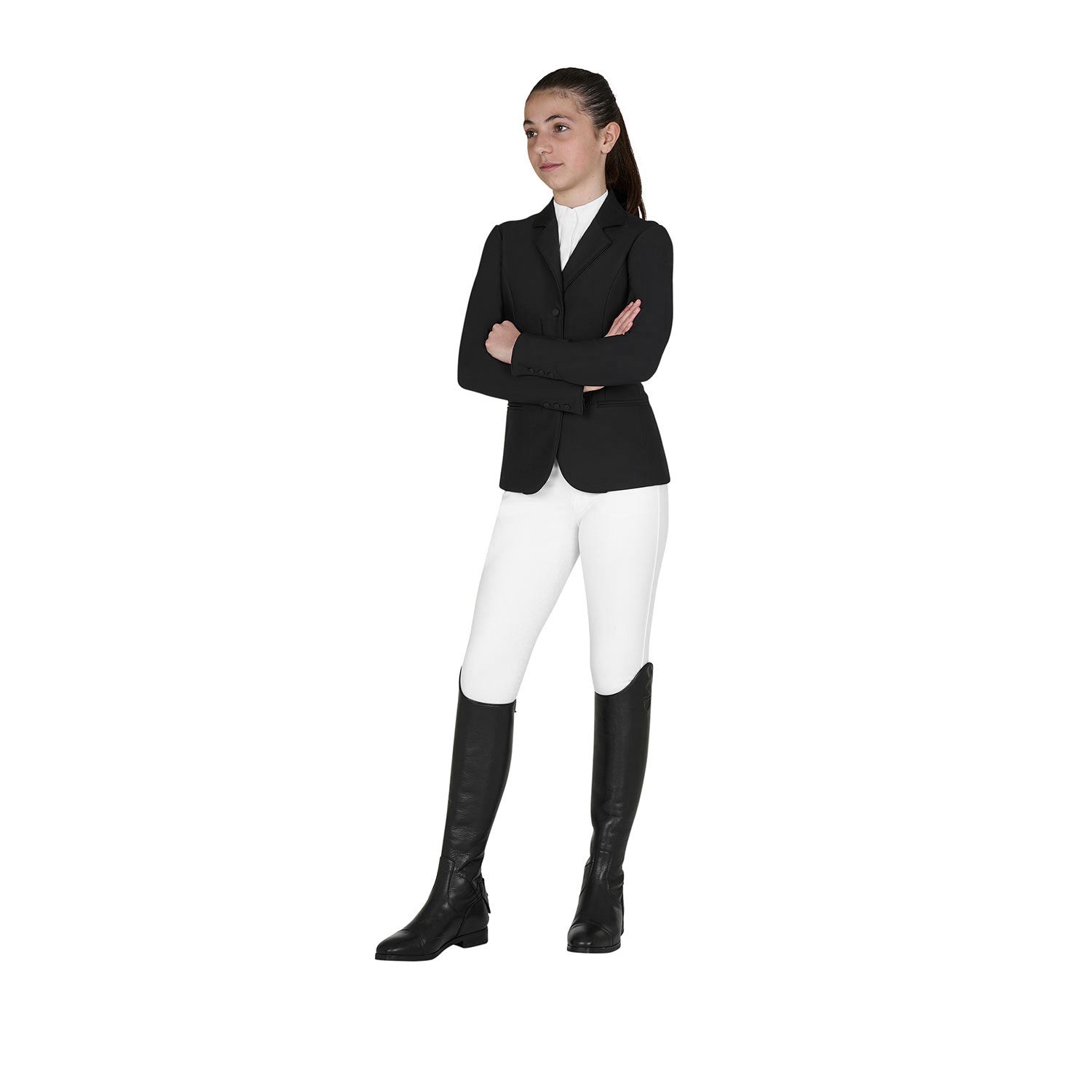 Chaqueta infantil unisex concurso cremallera y botones Equestro - Negro