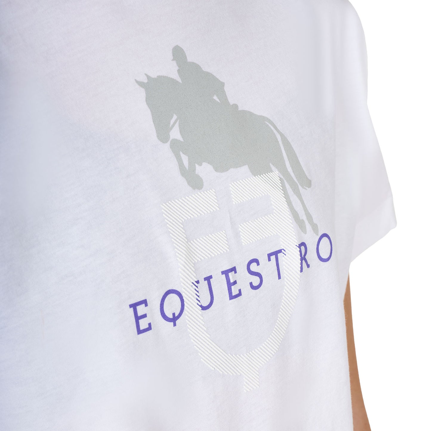 Camiseta de algodón con logotipo brillante de salto ecuestre para niños Equestro - Blanco