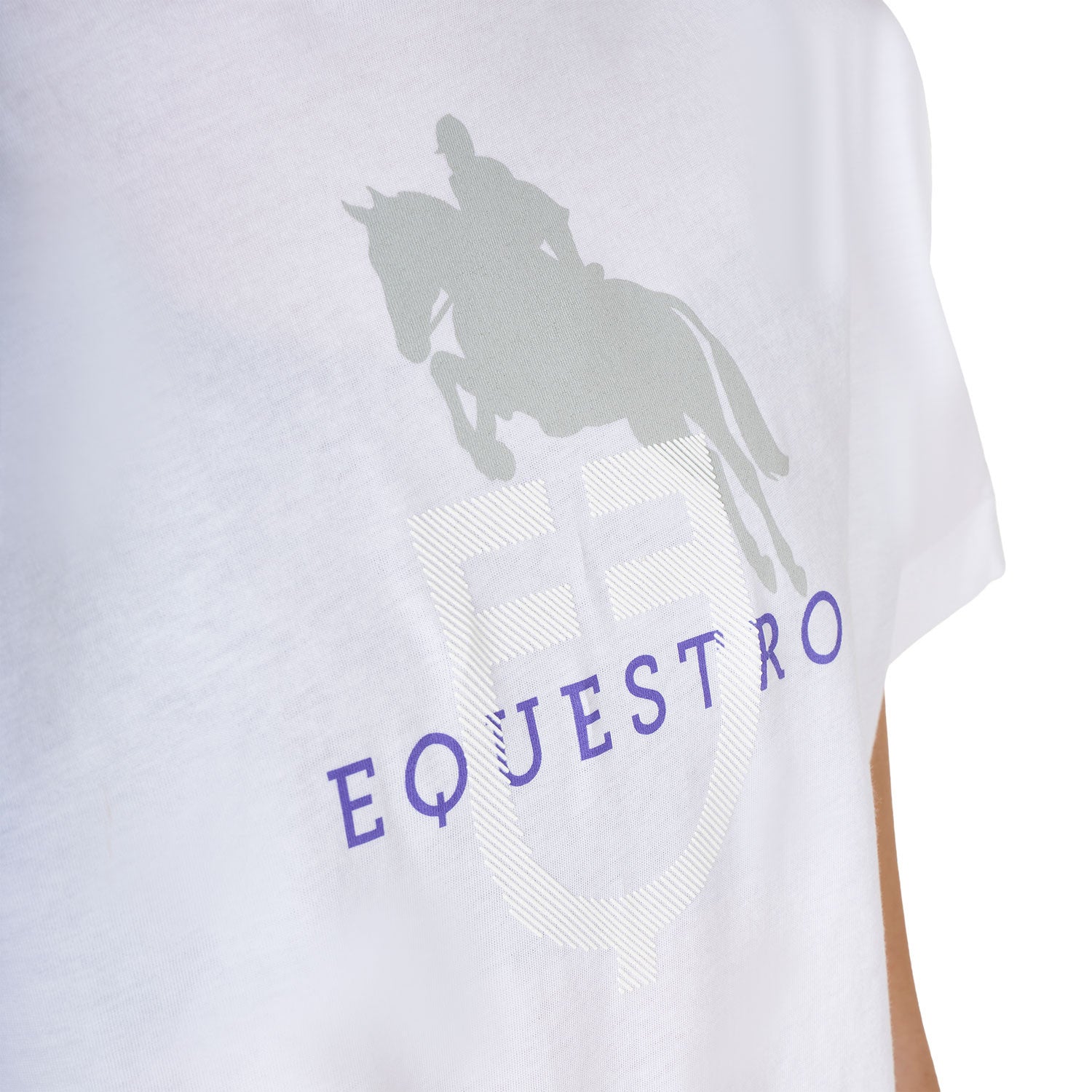 Camiseta de algodón con logotipo brillante de salto ecuestre para niños Equestro - Blanco