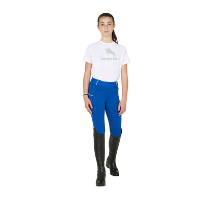 Camiseta de algodón con logotipo brillante de salto ecuestre para niños Equestro - Blanco
