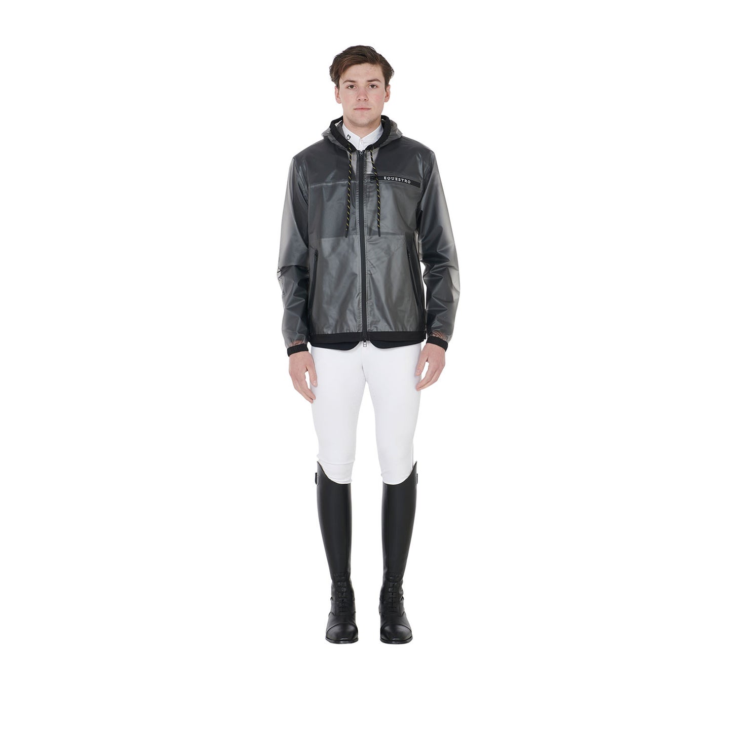 Impermeable de hombre en tejido técnico transparente Equestro - Gris