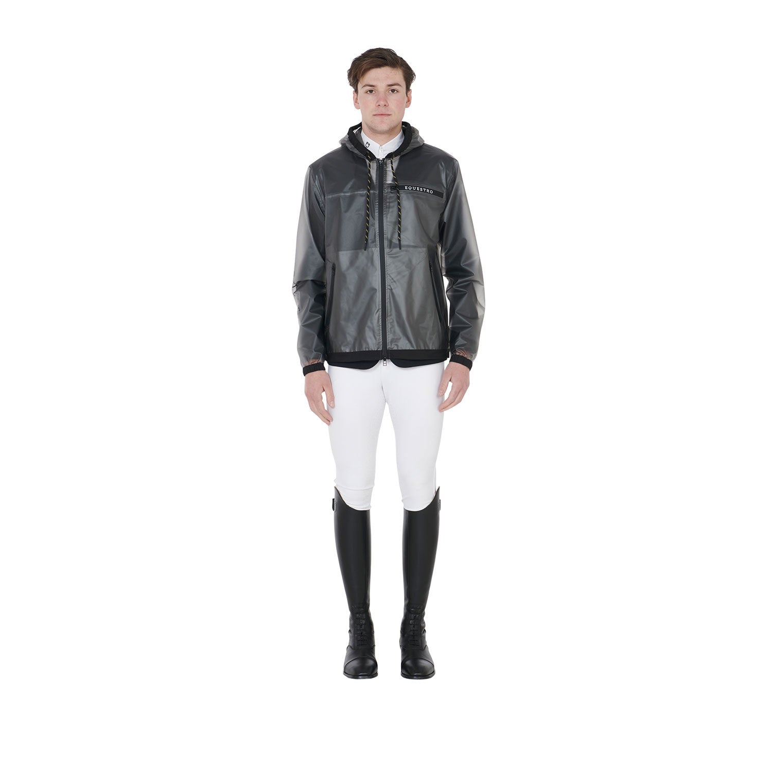 Impermeable de hombre en tejido técnico transparente Equestro - Gris