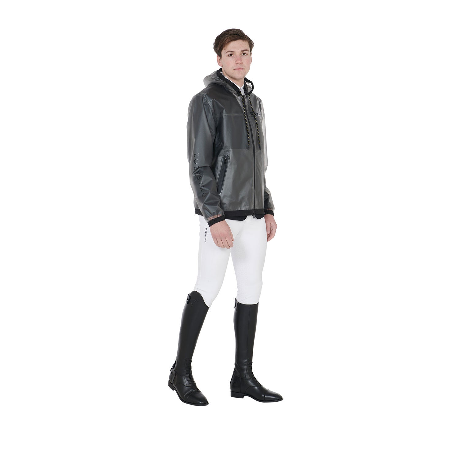 Impermeable de hombre en tejido técnico transparente Equestro - Gris