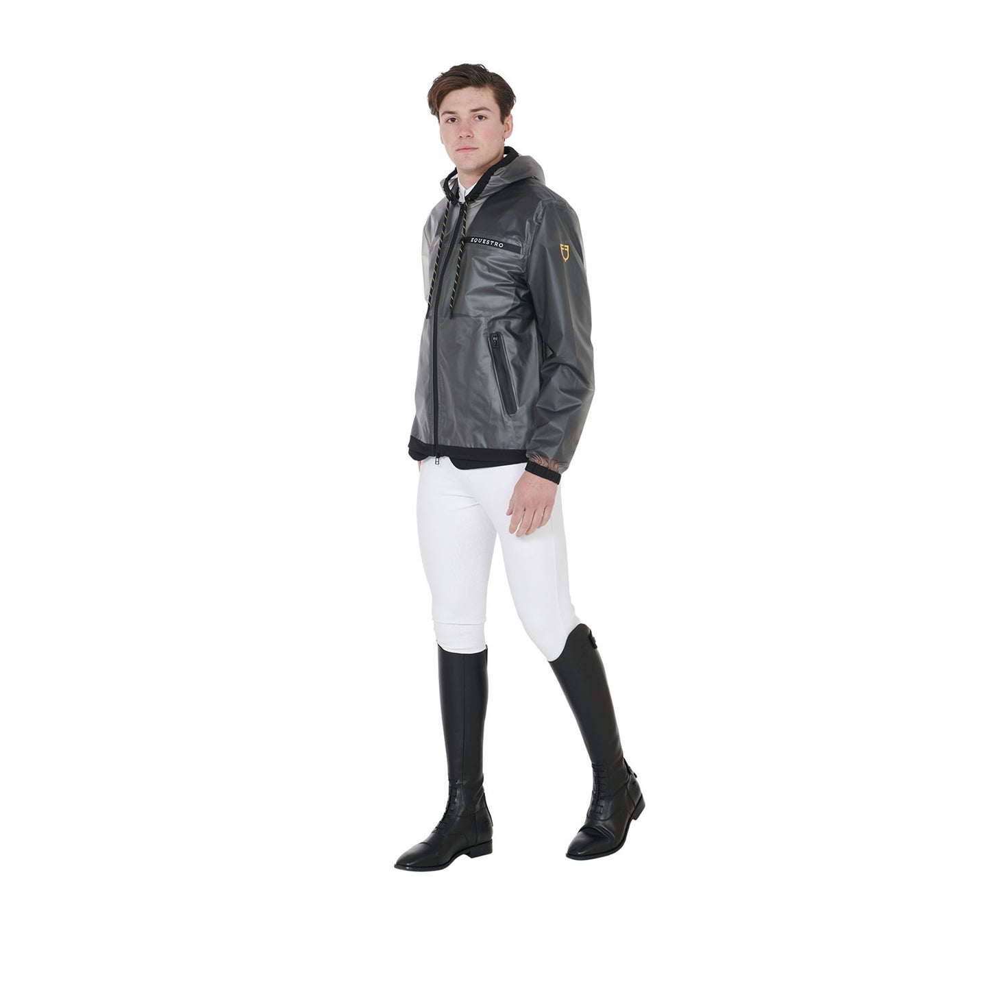 Impermeable de hombre en tejido técnico transparente Equestro - Gris