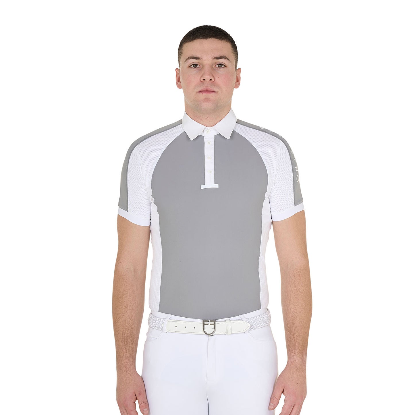 Polo de hombre de concurso slim fit cuatro botones Equestro - Frost Grey
