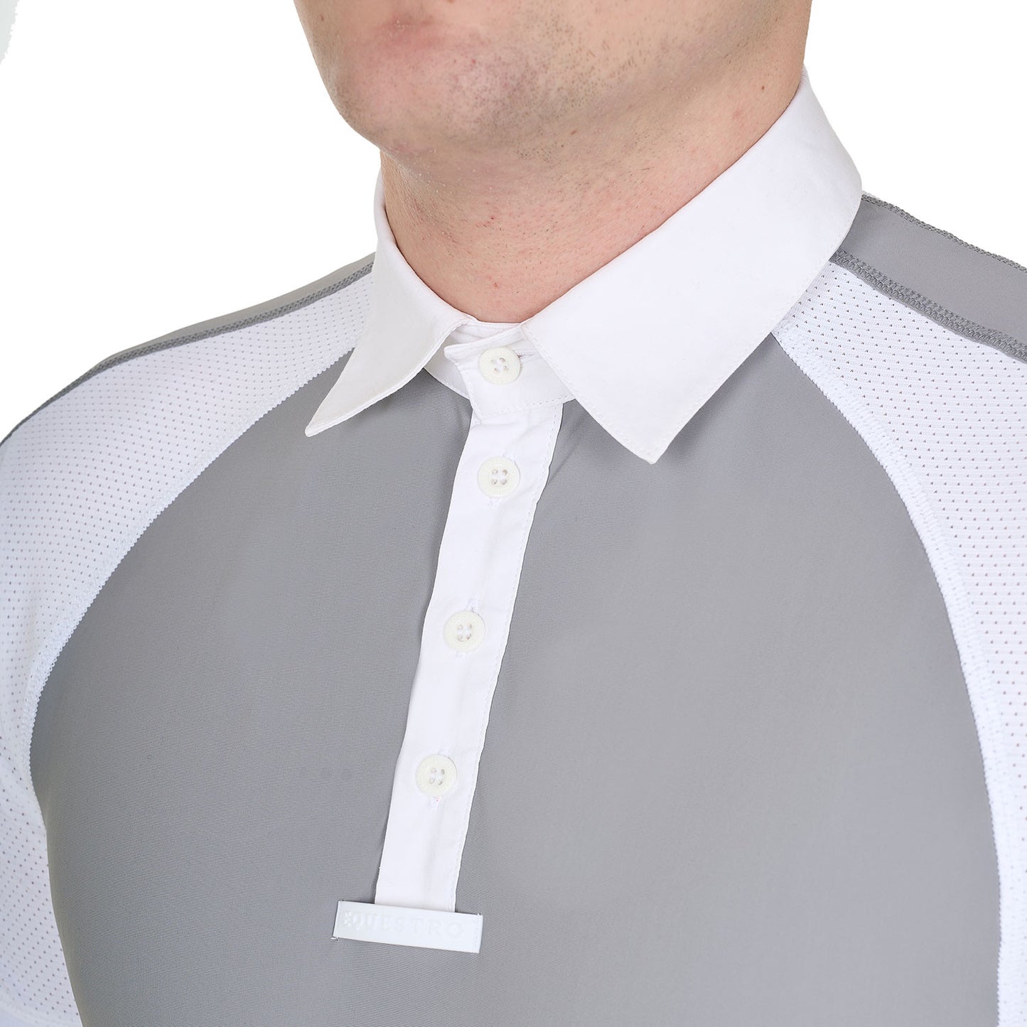 Polo de hombre de concurso slim fit cuatro botones Equestro - Frost Grey