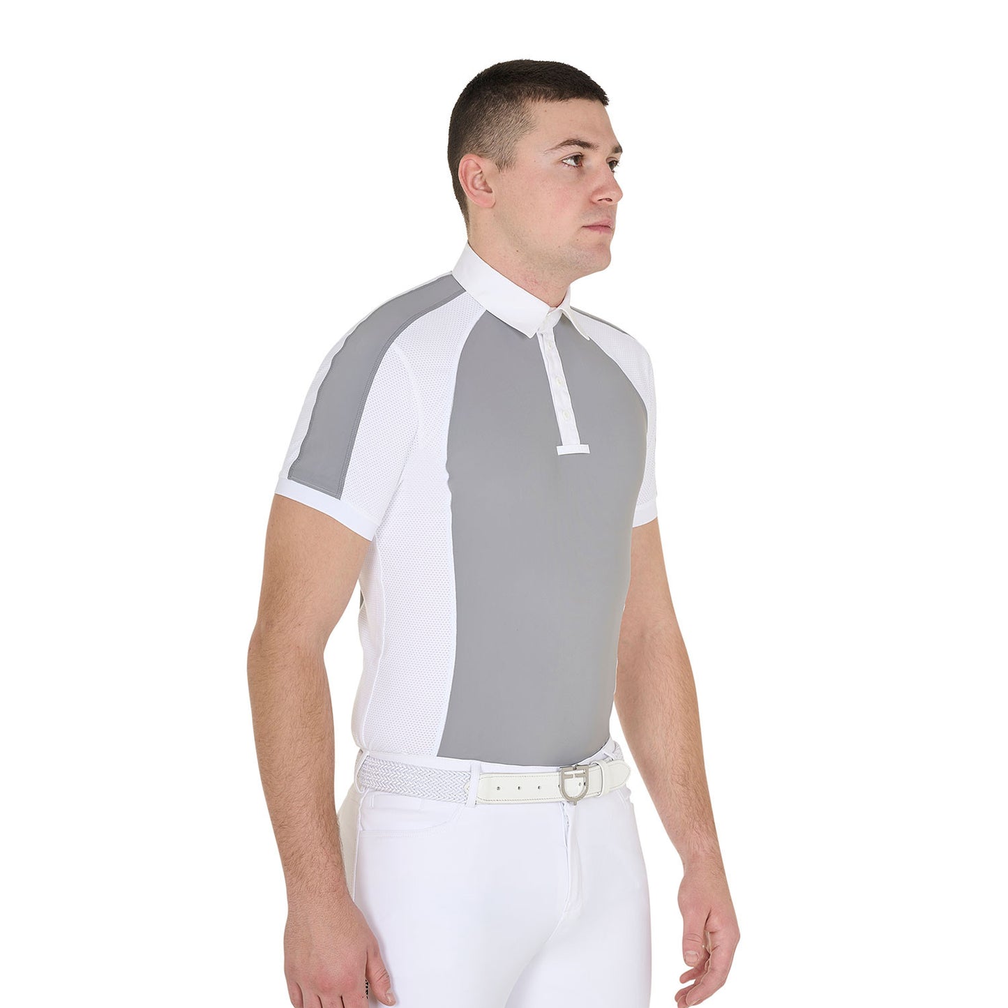 Polo de hombre de concurso slim fit cuatro botones Equestro - Frost Grey
