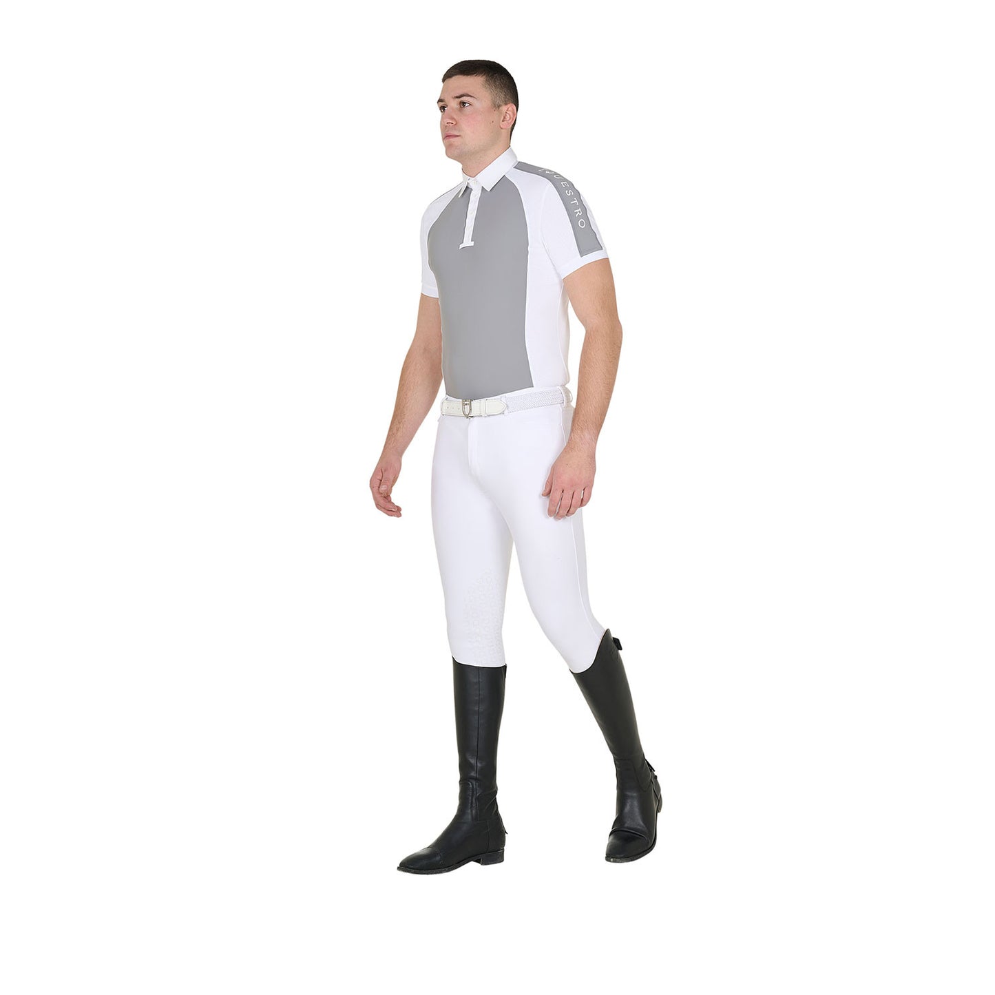 Polo de hombre de concurso slim fit cuatro botones Equestro - Frost Grey