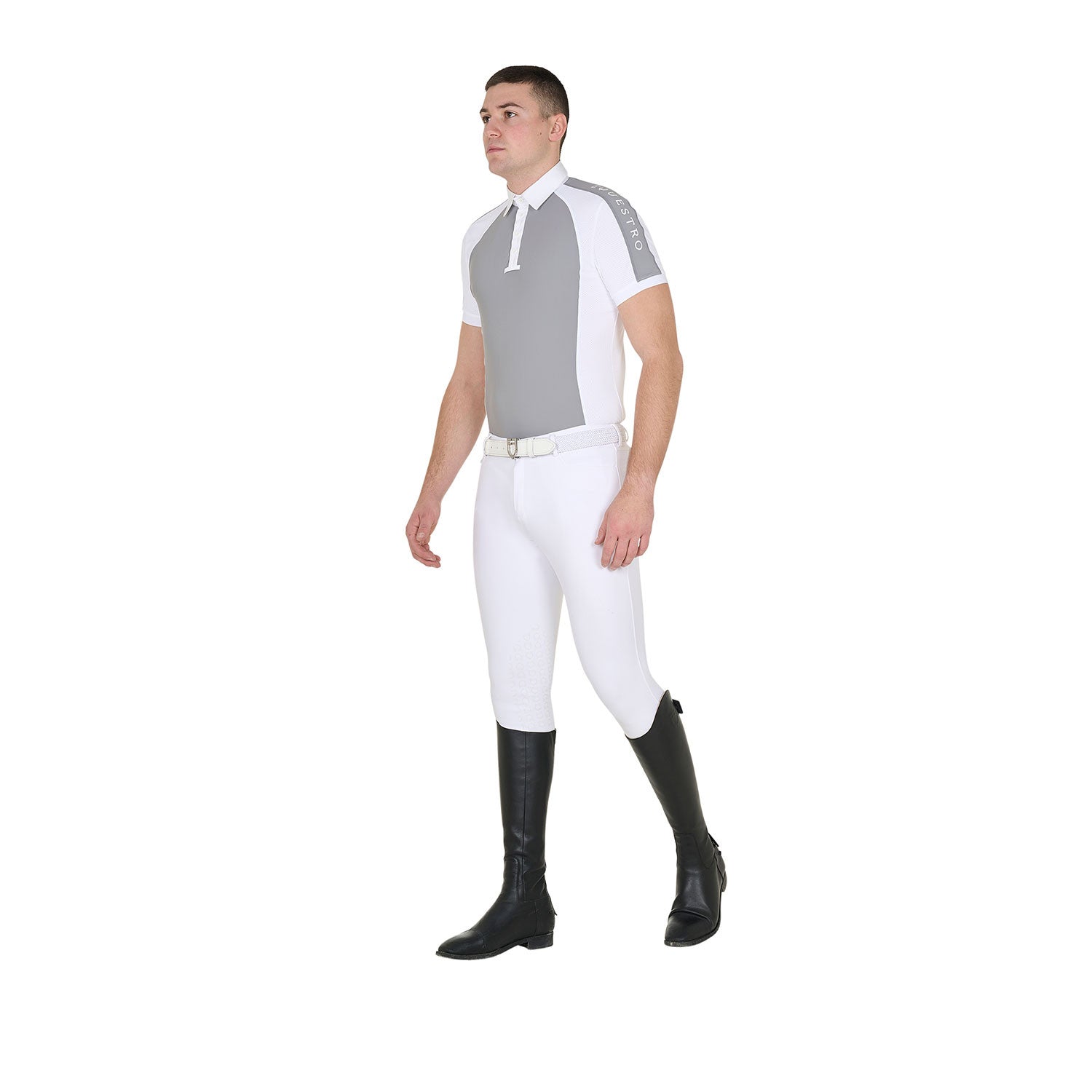 Polo de hombre de concurso slim fit cuatro botones Equestro - Frost Grey