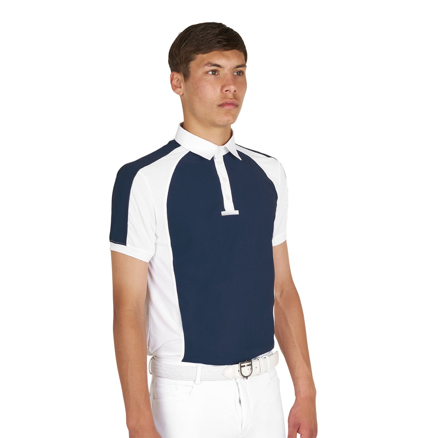 Polo de hombre de concurso slim fit cuatro botones Equestro - Navy Blazer