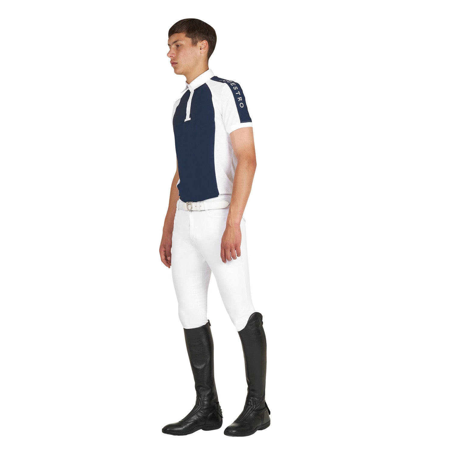 Polo de hombre de concurso slim fit cuatro botones Equestro - Navy Blazer