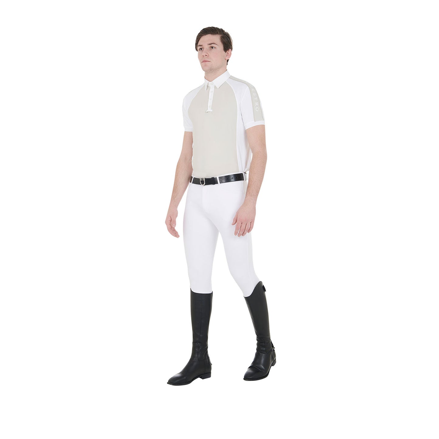 Polo de hombre de concurso slim fit cuatro botones Equestro - Greige