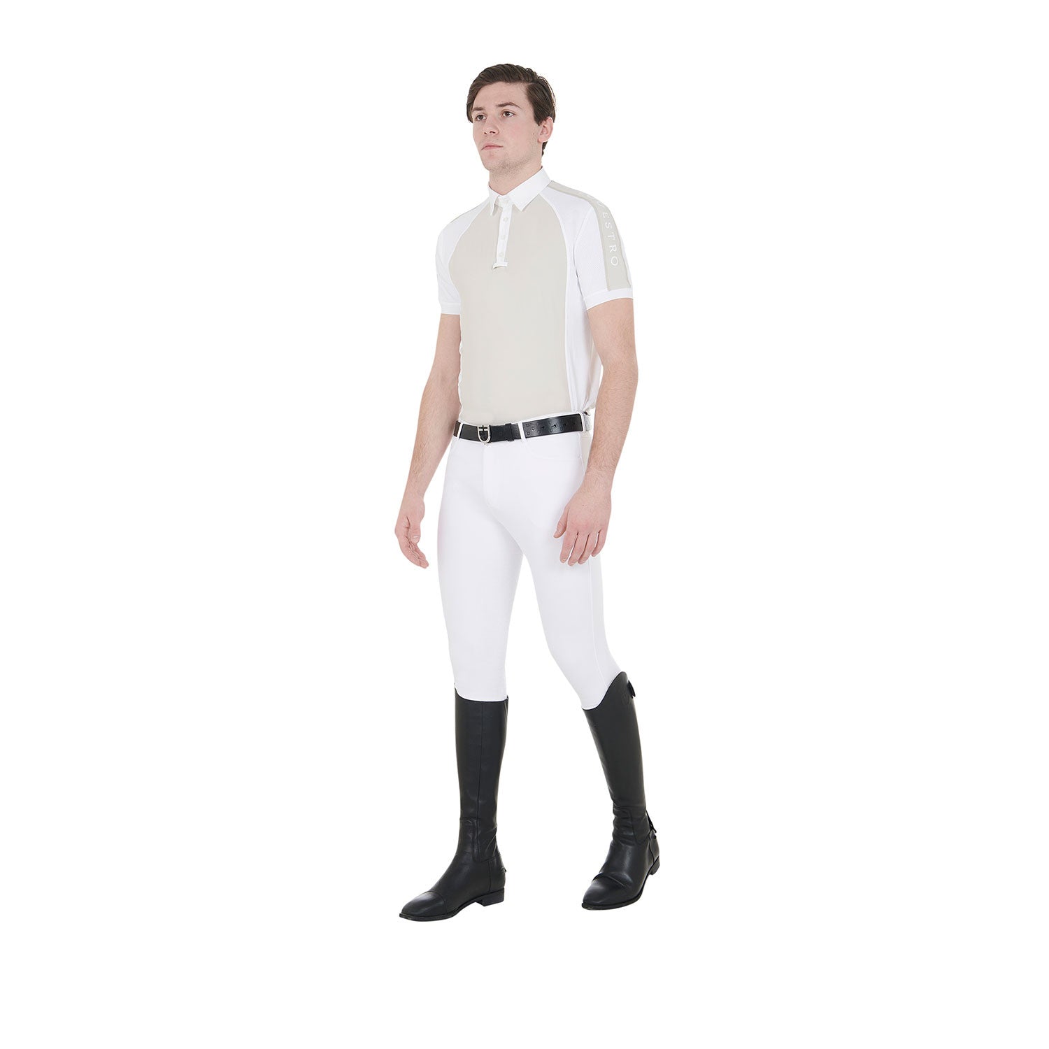 Polo de hombre de concurso slim fit cuatro botones Equestro - Greige
