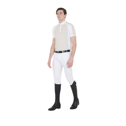 Polo de hombre de concurso slim fit cuatro botones Equestro - Greige