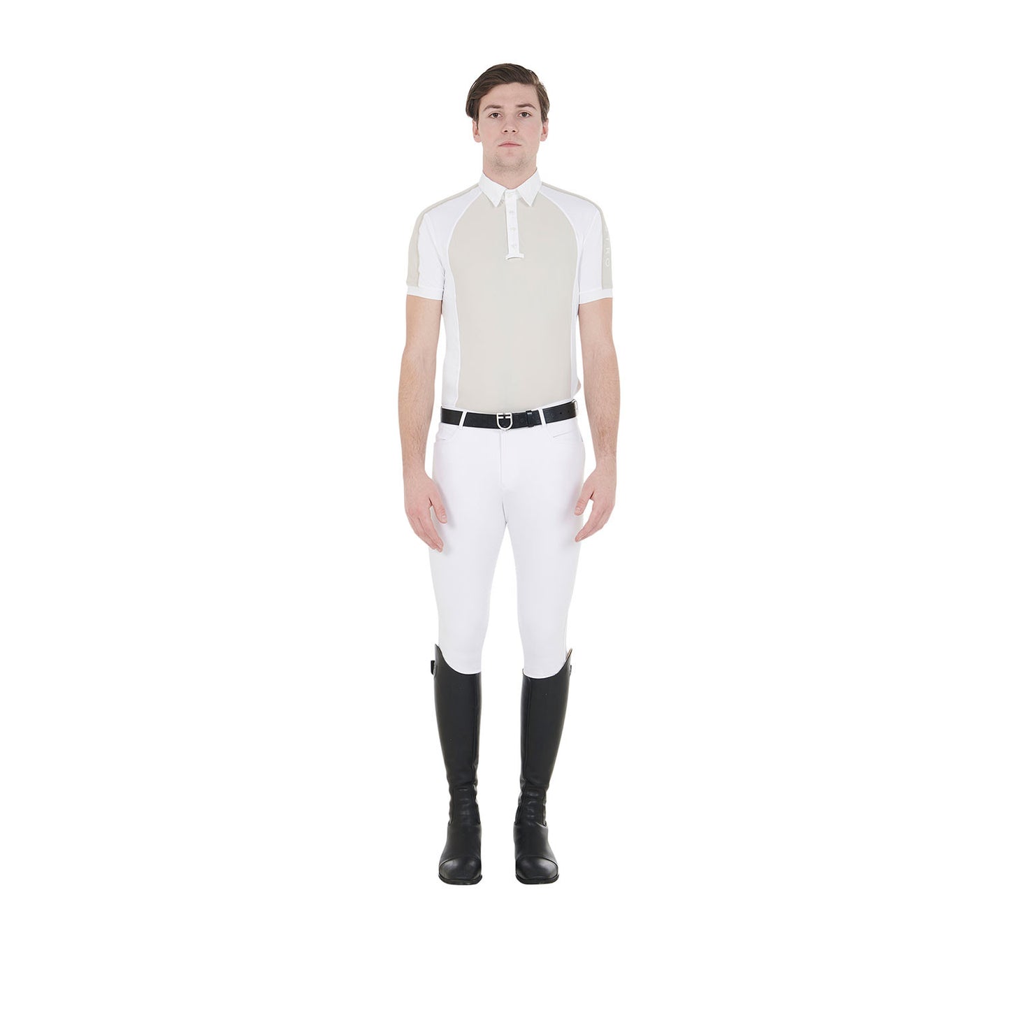 Polo de hombre de concurso slim fit cuatro botones Equestro - Greige