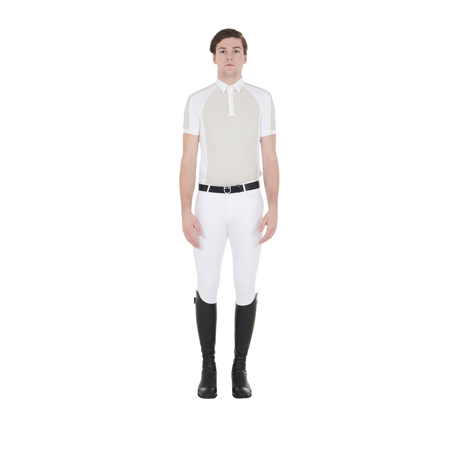 Polo de hombre de concurso slim fit cuatro botones Equestro - Greige
