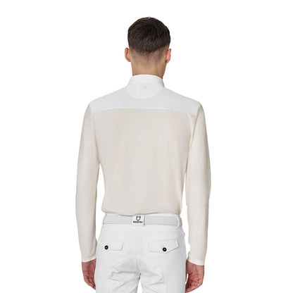Polo de hombre de concurso de manga larga Equestro - White/Antique White