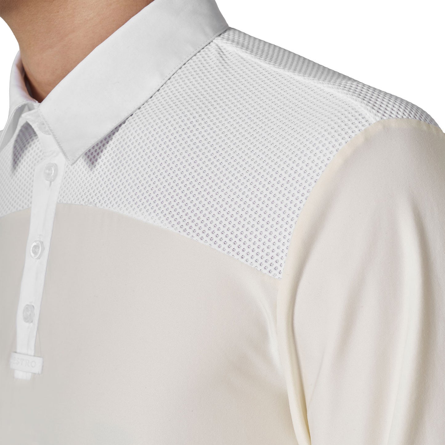 Polo de hombre de concurso de manga larga Equestro - White/Antique White