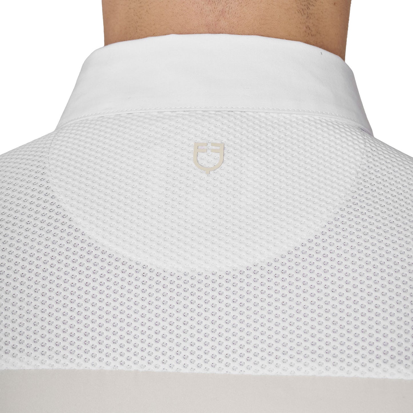 Polo de hombre de concurso de manga larga Equestro - White/Antique White