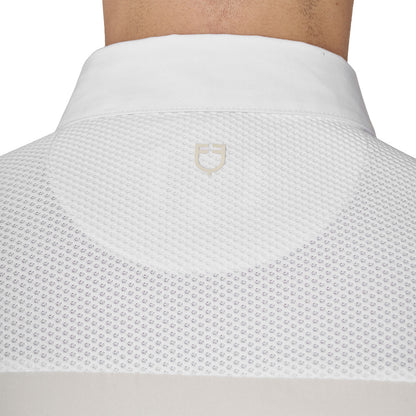 Polo de hombre de concurso de manga larga Equestro - White/Antique White