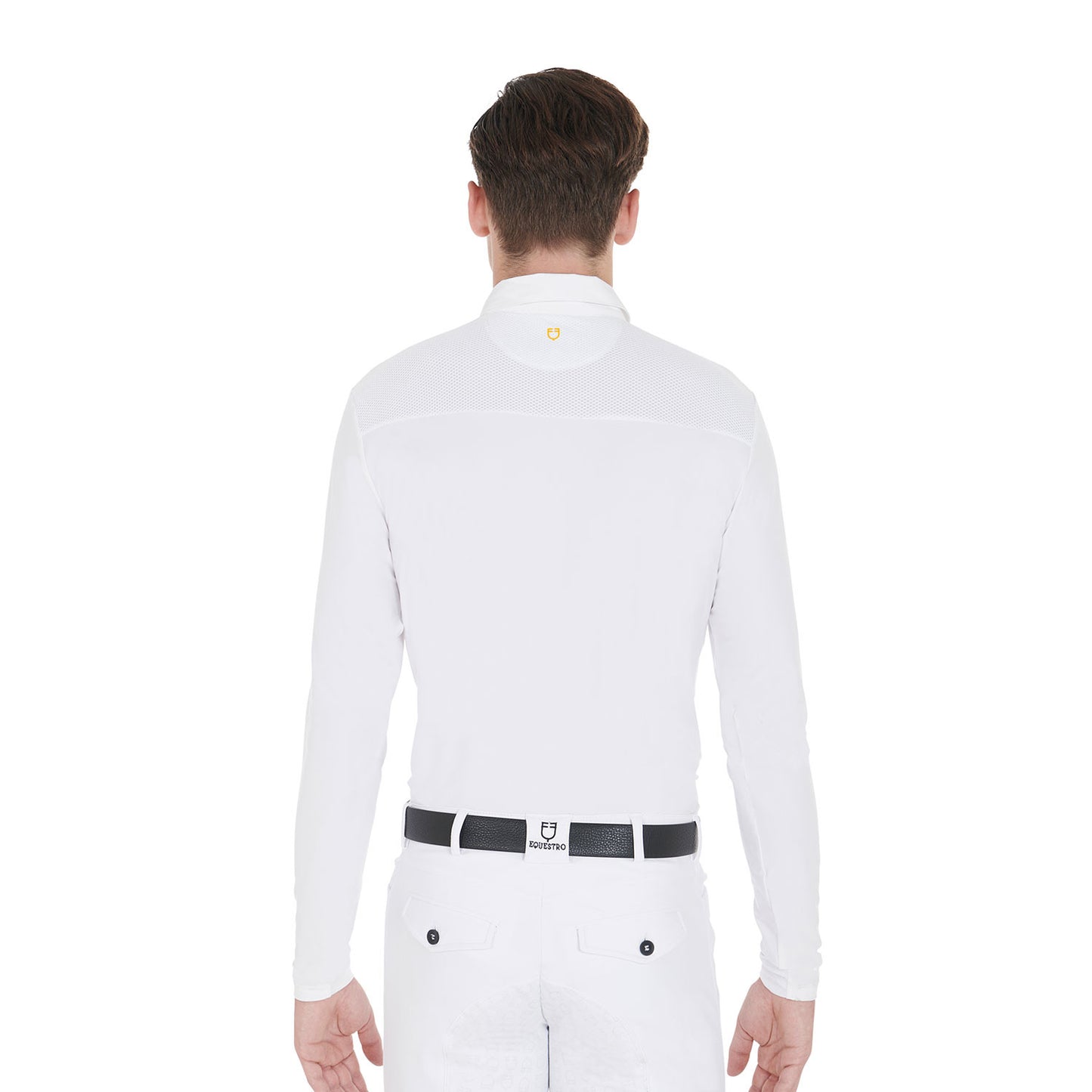 Polo de hombre de concurso de manga larga Equestro - White/White