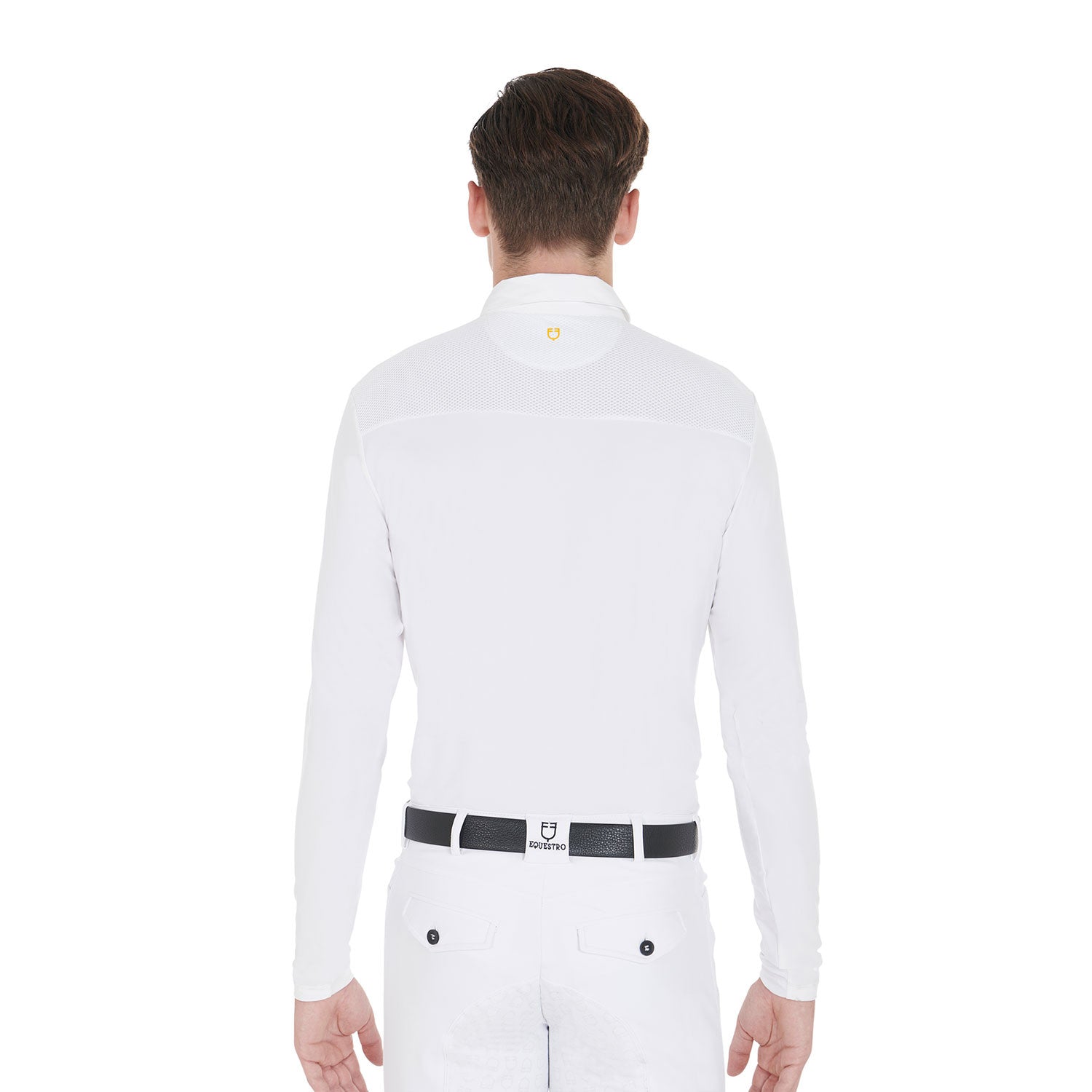 Polo de hombre de concurso de manga larga Equestro - White/White