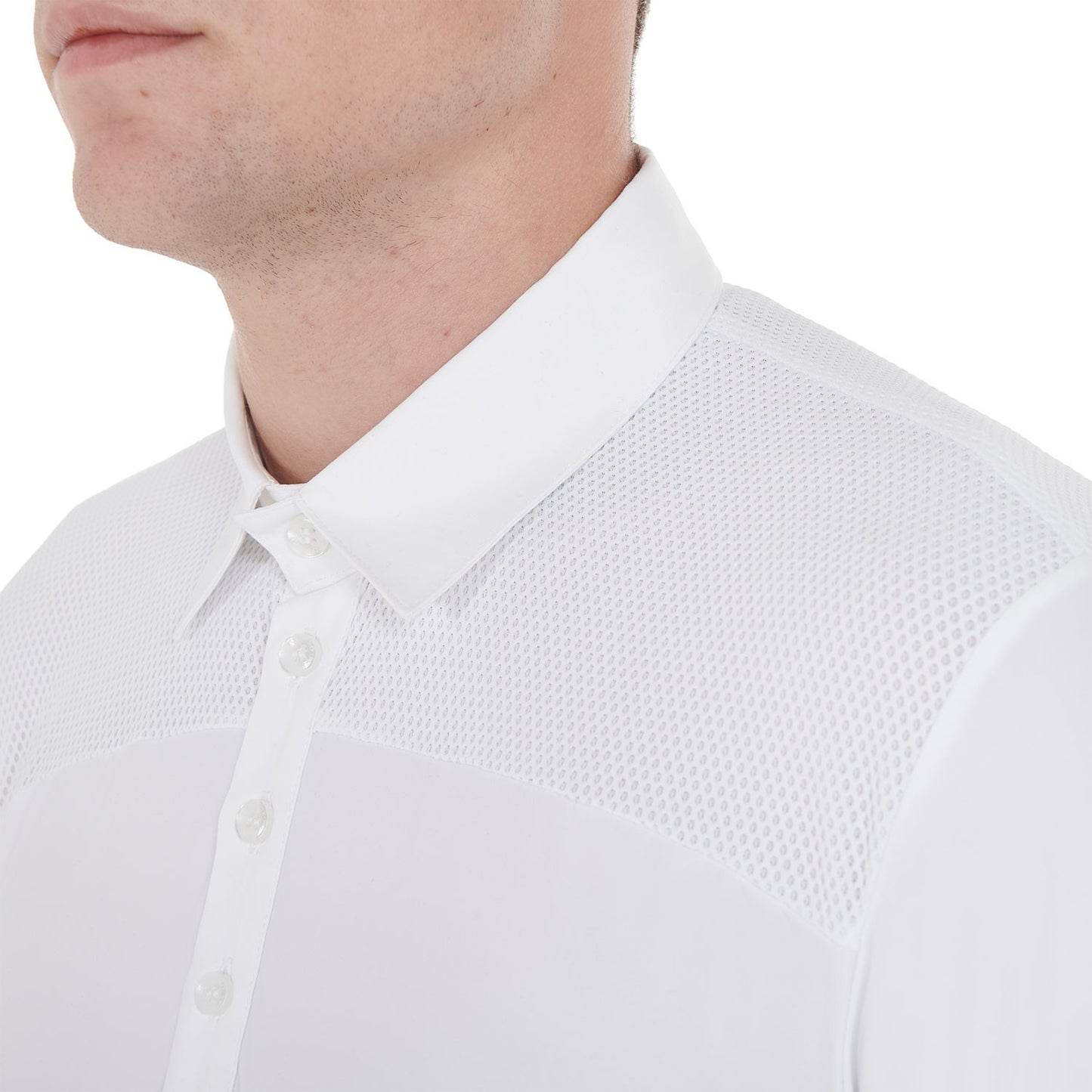 Polo de hombre de concurso de manga larga Equestro - White/White