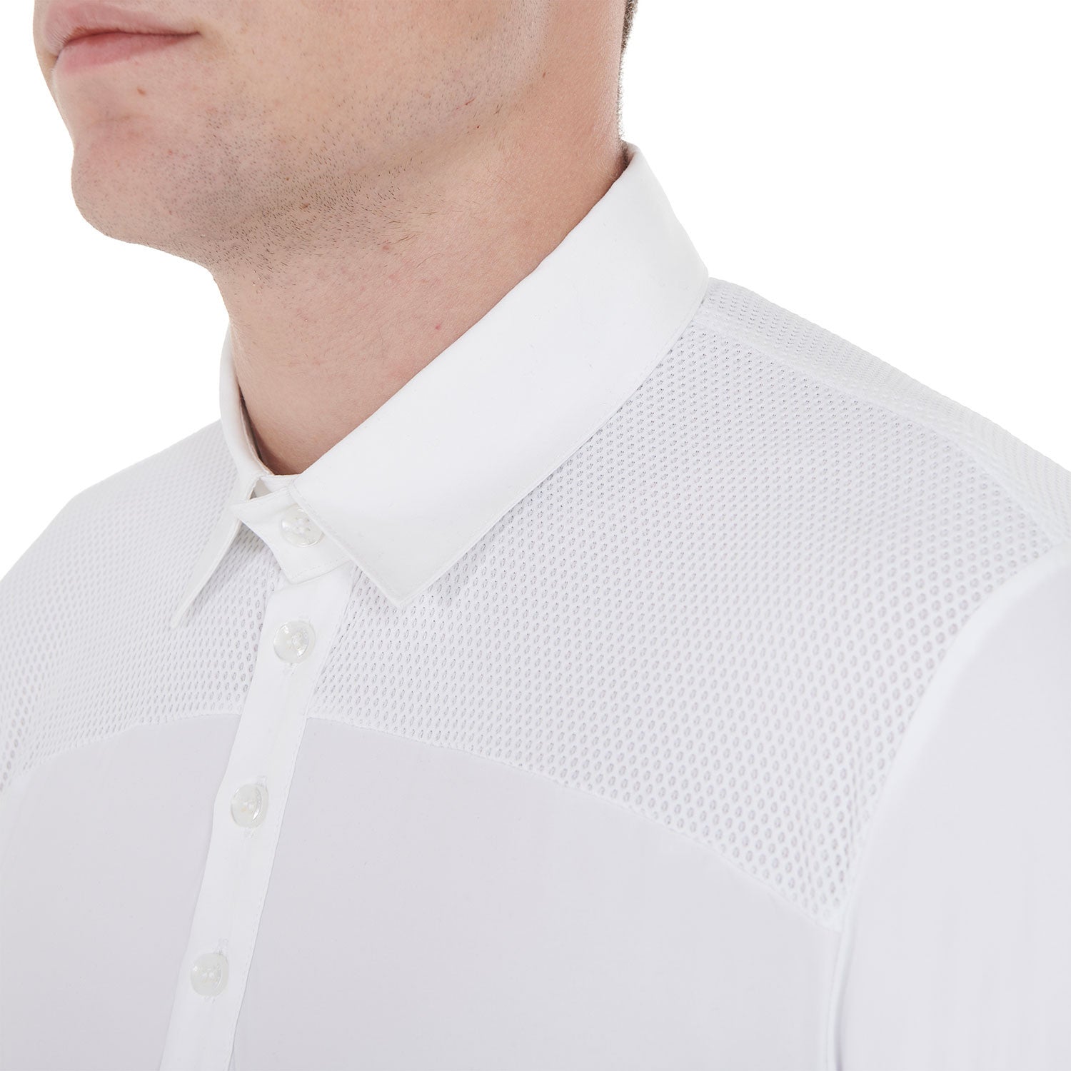 Polo de hombre de concurso de manga larga Equestro - White/White