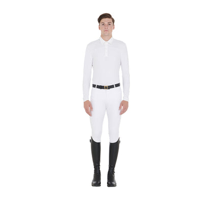 Polo de hombre de concurso de manga larga Equestro - White/White