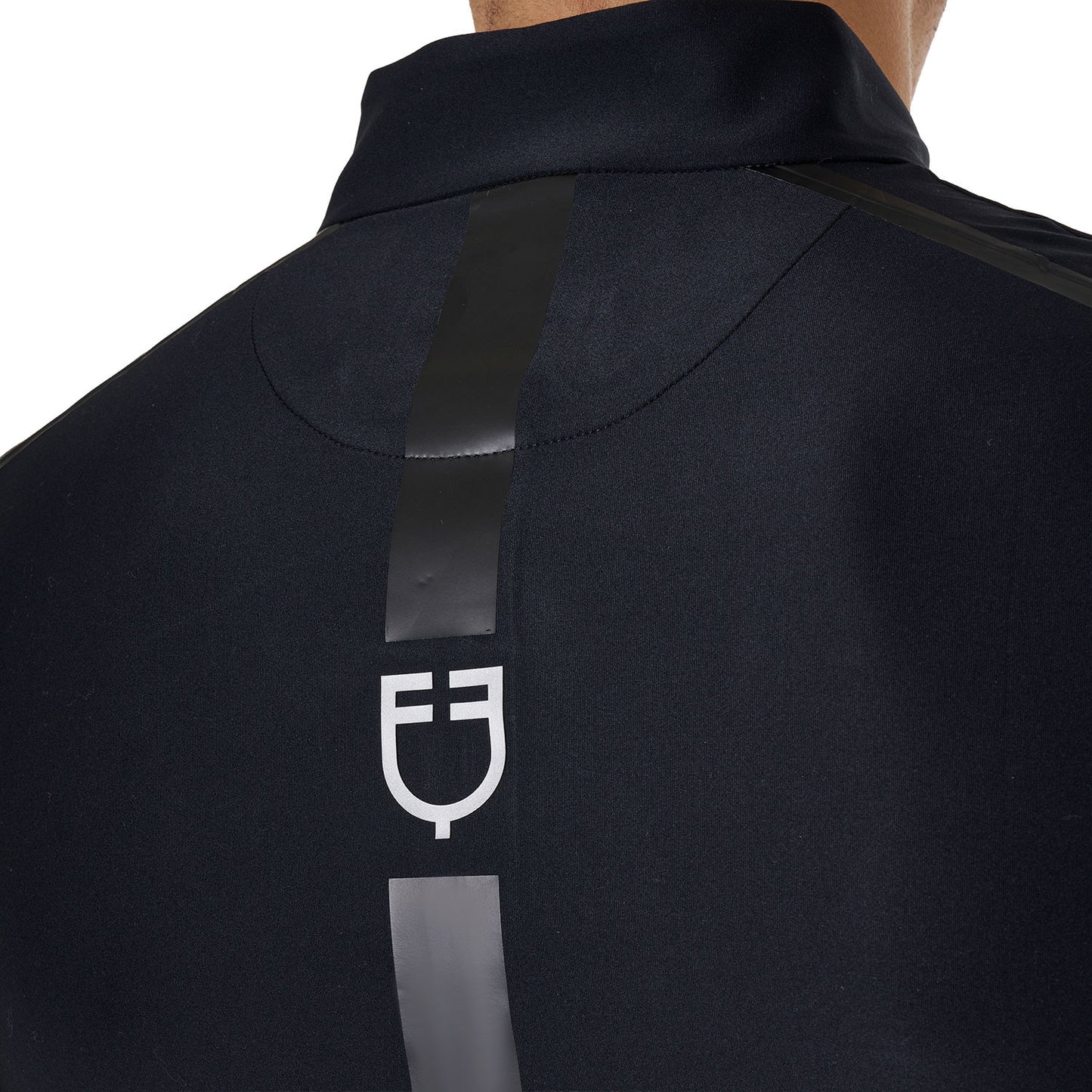 Polo de hombre de entrenamiento slim fit de manga larga Equestro - Negro