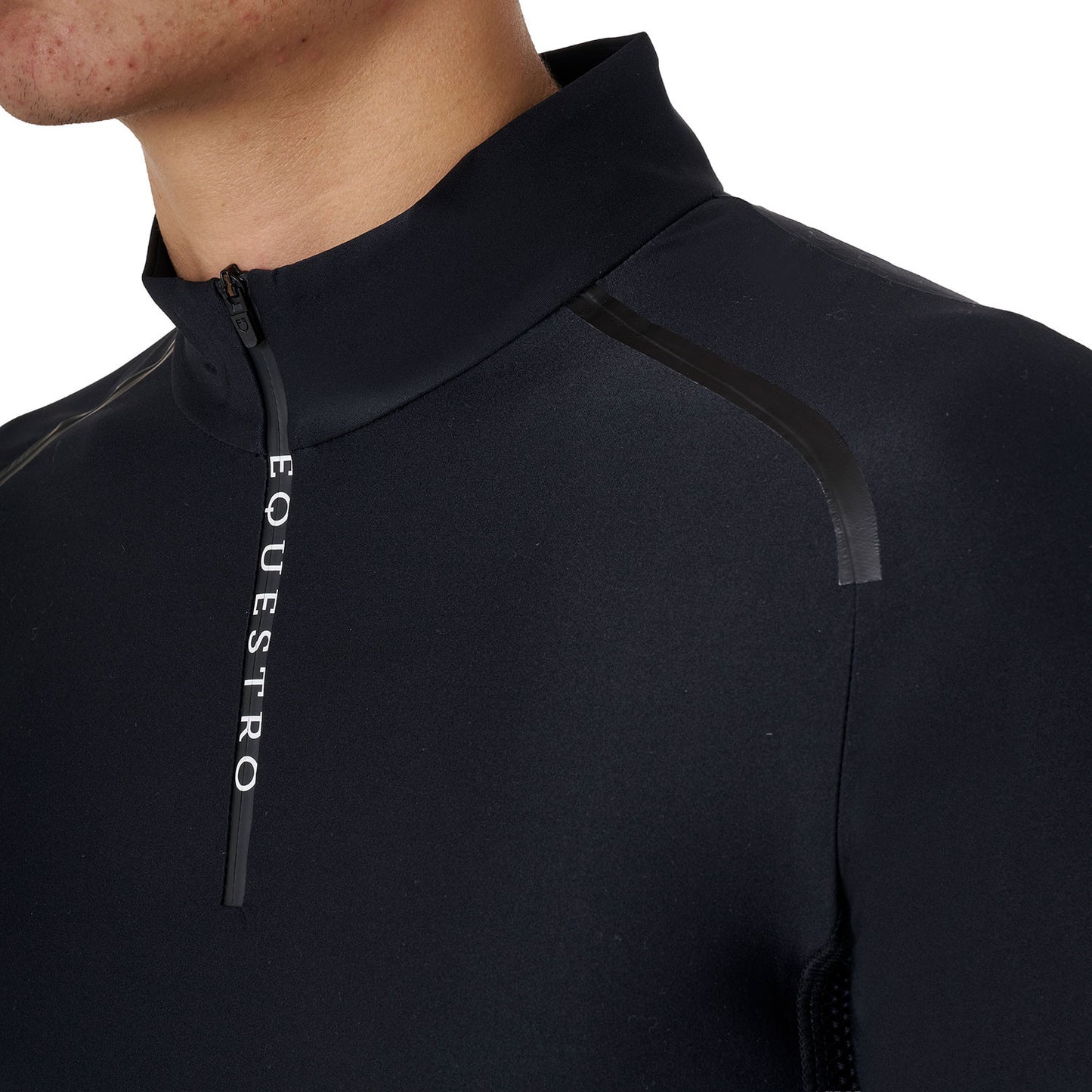 Polo de hombre de entrenamiento slim fit de manga larga Equestro - Negro
