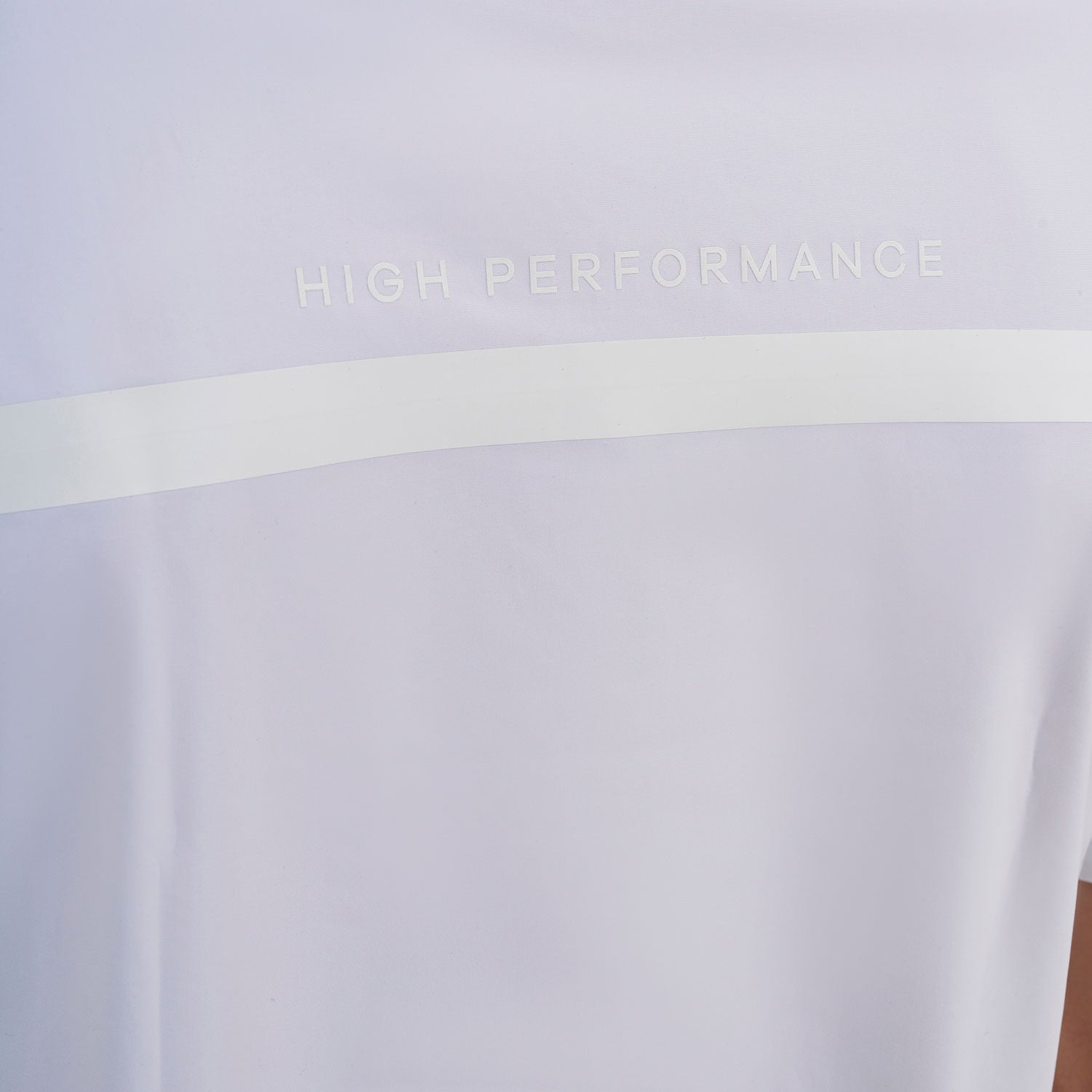 Polo concurso hombre Equestro Ridertechnology manga corta y cremallera - Blanco