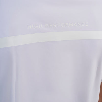 Polo concurso hombre Equestro Ridertechnology manga corta y cremallera - Blanco