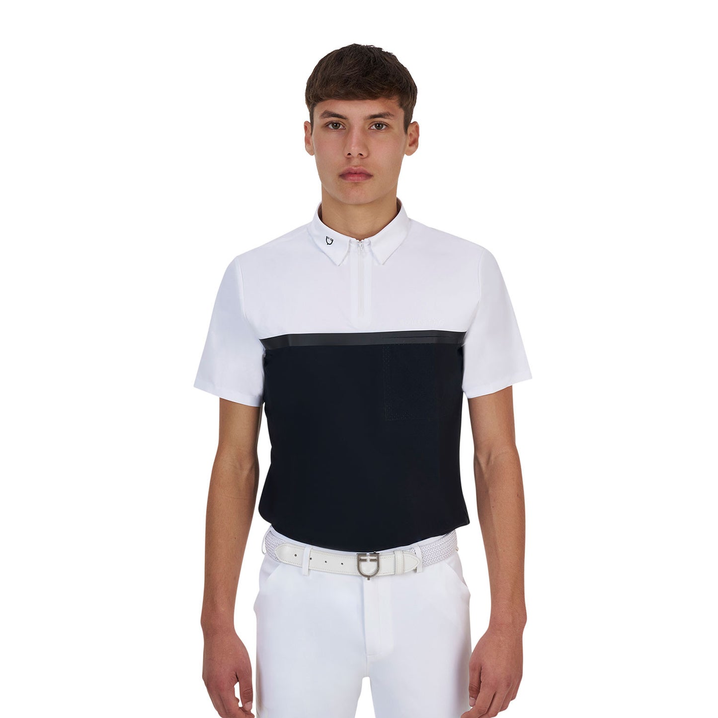 Polo concurso hombre Equestro Ridertechnology manga corta y cremallera